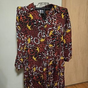 Izzy And Liv Cultural Red and Yellow Midi Dress 3x